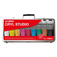 LUKAS CRYL STUDIO - Sada akrylových barev v kufříku - 9 × 100 ml + štětec