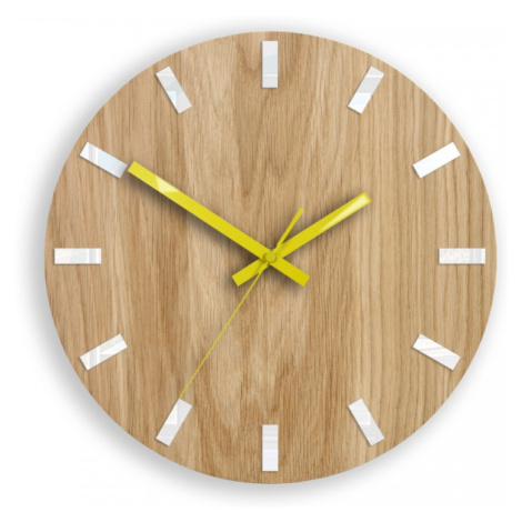 ModernClock Nástěnné hodiny Simple Oak hnědo-žluté