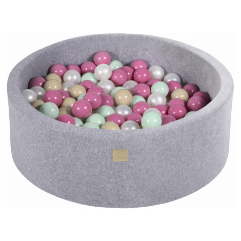 MeowBaby Suchý bazének s míčky 90x30cm s 200 míčky, šedá: mintová, růžová, perleťově bílá, béžov