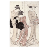 Obrazová reprodukce Young woman wearing a wide straw hat, Torii Kiyonaga, 26.7 × 40 cm