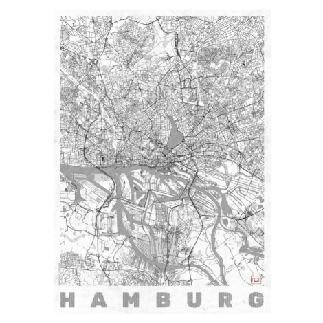 Mapa Hamburg, Hubert Roguski, 30x40 cm