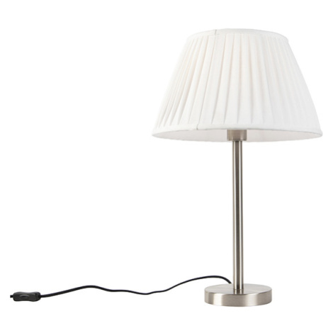 Klasická stolní lampa z oceli se skládaným odstínem bílá 35 cm - Simplo QAZQA