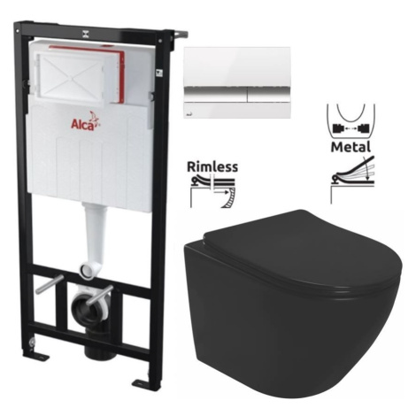 ALCADRAIN Sádromodul předstěnový instalační systém s bílým/ chrom tlačítkem M1720-1 + WC REA CAR
