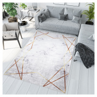 Šedý trendy koberec s jednoduchým zlatým vzorem