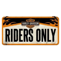 Plechová cedule Harley-Davidson - Riders Only, (20 x 10 cm)