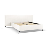 Krémová čalouněná dvoulůžková postel s úložným prostorem a roštem 180x200 cm Walter – Milo Casa