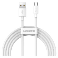 Kabel Baseus Simple Wisdom Data Cable Kit USB to Micro 2.1A (2PCS/Set) 1.5m White (6953156203334