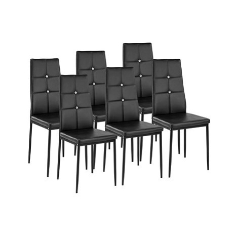 6× Jídelní židle, ozdobné kamínky, černá tectake
