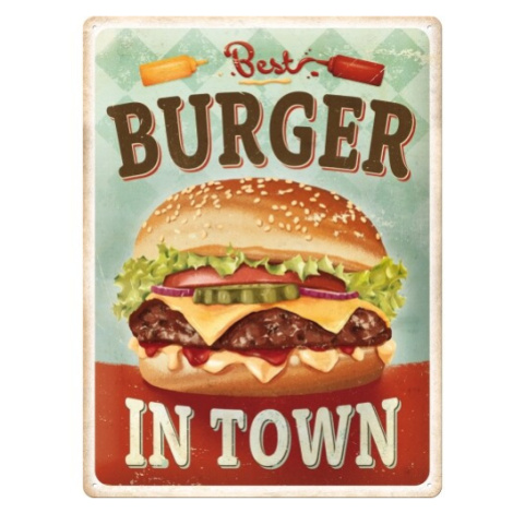 Plechová cedule Best Burger in Town, (30 x 40 cm) POSTERSHOP