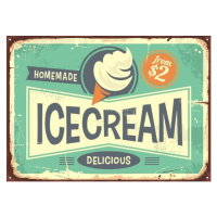 Ilustrace Ice cream promotional retro poster, lukeruk, 40x30 cm