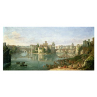 Obrazová reprodukce The Tiberian Island in Rome, 1685, Gaspar van (1653-1736) Wittel, 40 × 20 cm