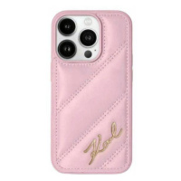 Pouzdro Karl Lagerfeld Diagonal Quilted Script Pro Iphone 14 Pro Max Růžové