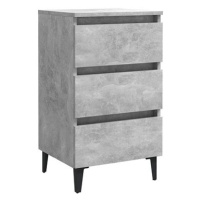 Noční stolek s kovovými nohami betonově šedý 40 × 35 × 69 cm