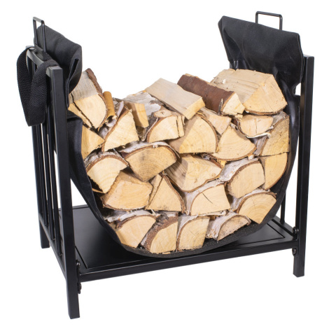 HomeLife Stojan na krbové dřevo s nosičem LOKI, 43 x 45,7 x 30 cm