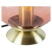 Stolní lampa ve stylu art deco mosaz s růžovým sklem - Pallon