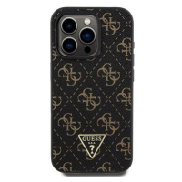 Guess PU Leather 4G Triangle Metal Logo Zadní Kryt pro iPhone 16 Pro Black