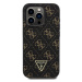 Guess PU Leather 4G Triangle Metal Logo Zadní Kryt pro iPhone 16 Pro Black