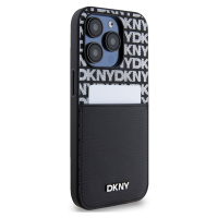 Zadní kryt DKNY PU Leather Repeat Pattern Card Pocket pro Apple iPhone 15 Pro, černá