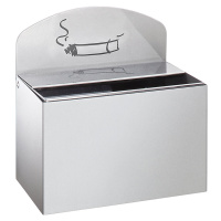 VAR Nástěnný popelník s informační tabulkou, v x š x h 87 x 140 x 98 mm, ocelový plech, stříbrná