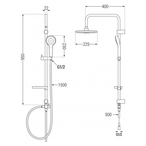 MEXEN/S X05 černá sprchový sloup 798050591-70