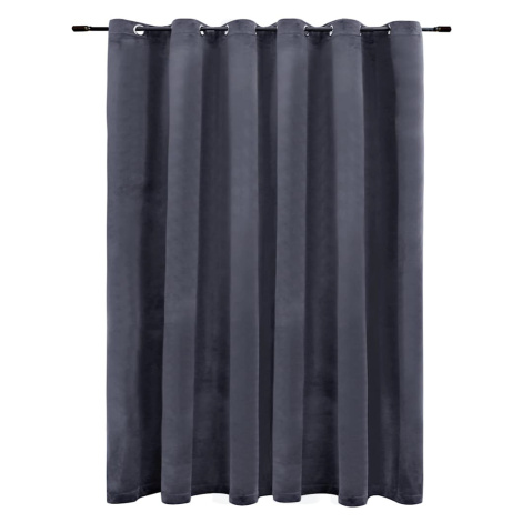 vidaXL Zatemňovací závěs s kovovými kroužky samet antracit 290x245cm