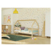 Benlemi Dětská dřevěná postel domeček SAFE 3v1 se zábranou Zvolte barvu: Nelakovaná, Zvolte rozm