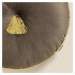 Elegantní hnědý velurový kulatý dekorativní polštář