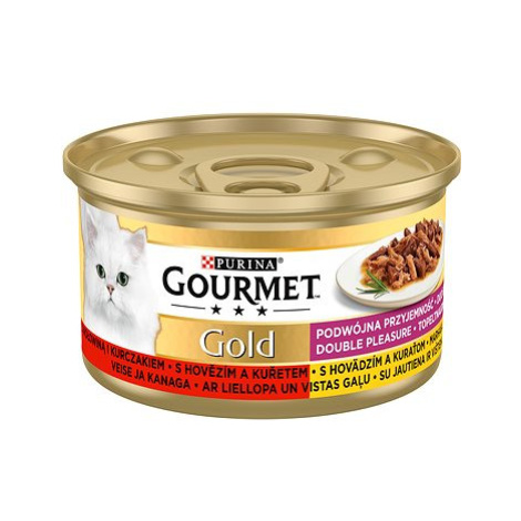 Gourmet Gold hovězí a kuře, dušené a grilované kousky 12 × 85 g