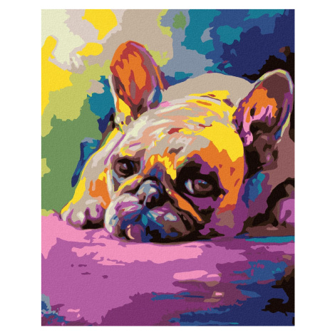 Diamondi - LEŽÍCÍ BULDOČEK, 40x50 cm, bez rámu a bez vypnutí plátna