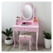 Moderní toaletní stolek se židlí v růžové barvě
