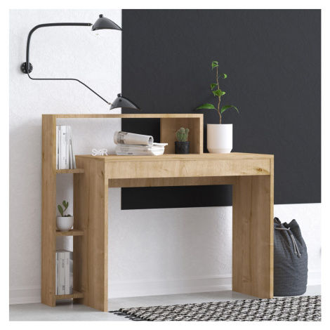Kalune Design Psací stůl Trella s vestavěným regálem dub přírodní