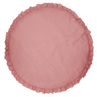 Cotton & Sweets Dětská lněná podložka na hraní s volánem sytě růžová