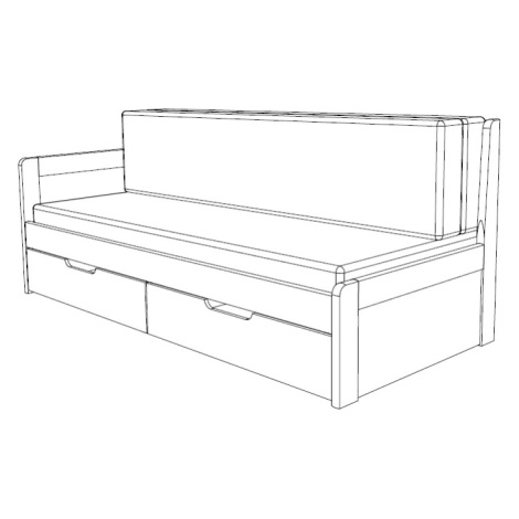 BMB Postel TANDEM PLUS s levou područkou - Průběžný Buk Rozměr: 90/170x200 cm, Provedení rohů: O