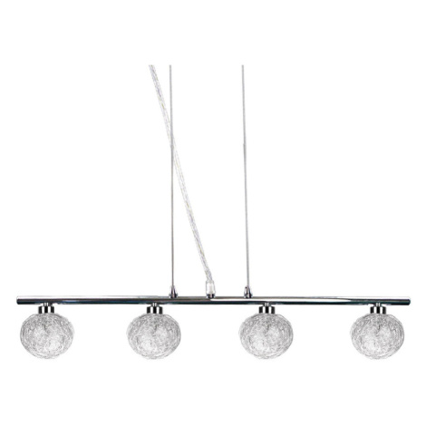 Závěsná lampa s chromovaným skleněným stínidlem a opleteným 4x40W koule CANDELLUX