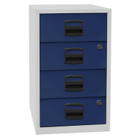 BISLEY Přístavná skříň PFA, 4 univerzální zásuvky, světlá šedá / oxfordská modrá