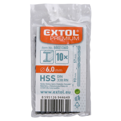 vrták do kovu HSS, bal 10ks, O 6,0mm Extol Premium