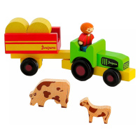 Jeujura Dřevěné figurky ke stavebnicím Farmář s traktorem 7 dílů