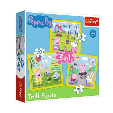 Puzzle 3v1 Prasátko Peppa Teddies