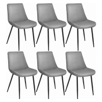 tectake 404931 sada 6 ks židlí monroe v sametovém vzhledu - šedá - šedá
