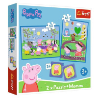 Trefl Puzzle 2v1 + pexeso - Šťastné chvíle s prasátkem Peppa / Peppa Pig