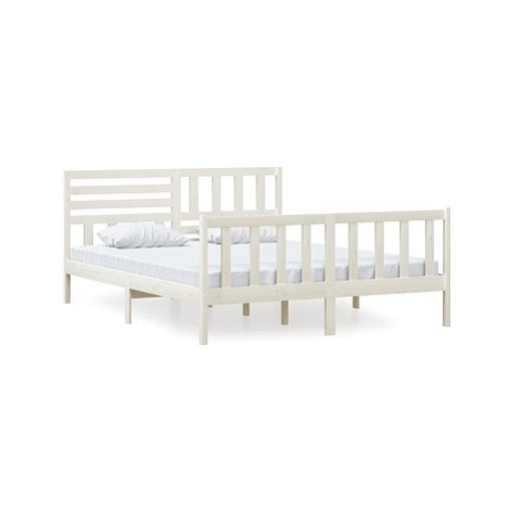 Rám postele bílý masivní dřevo 160 × 200 cm, 3101164 SHUMEE
