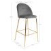 Norddan Designová barová židle Kristopher, šedá / mosaz