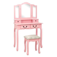 Toaletní stolek se stoličkou růžový 80 × 69 × 141 cm pavlovnia