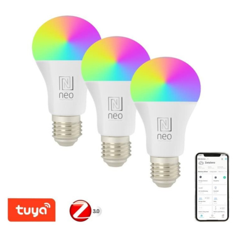 IMMAX NEO Smart sada 3x žárovka LED E27 11W RGB+CCT barevná a bílá, stmívatelná,Zigbee 3.0