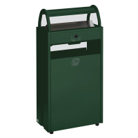 VAR Nádoba na odpad s popelníkem, objem 60 l, š x v x h 480 x 960 x 250 mm, zelená RAL 6005