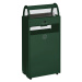 VAR Nádoba na odpad s popelníkem, objem 60 l, š x v x h 480 x 960 x 250 mm, zelená RAL 6005