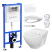 LAUFEN Rámový podomítkový modul CW1 SET s bílým tlačítkem + WC CERSANIT CLEANON MODUO + SEDÁTKO 