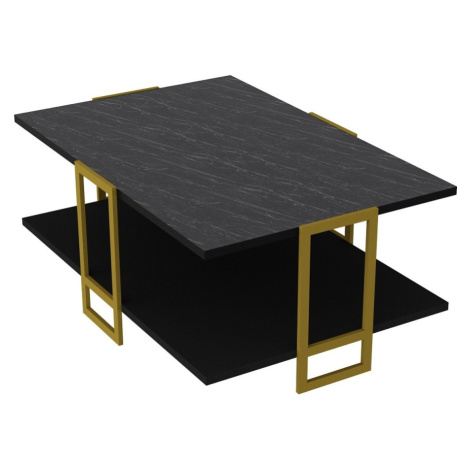 Kalune Design Konferenční stolek Polka černo-zlatý