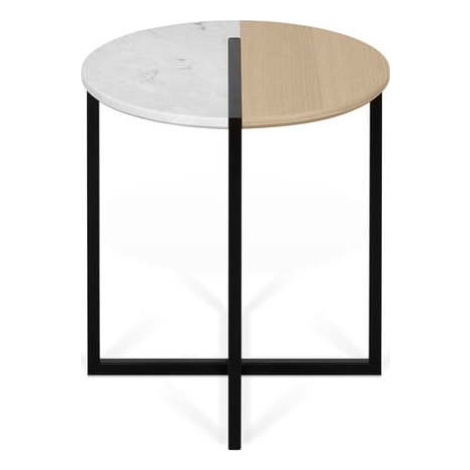 Odkládací stolek s deskou z dubového dřeva a mramoru TemaHome Sonata, ø 50 cm