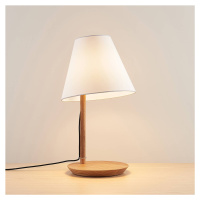 Lucande Lucande Jinda stolní lampa, dřevo, látka, bílá